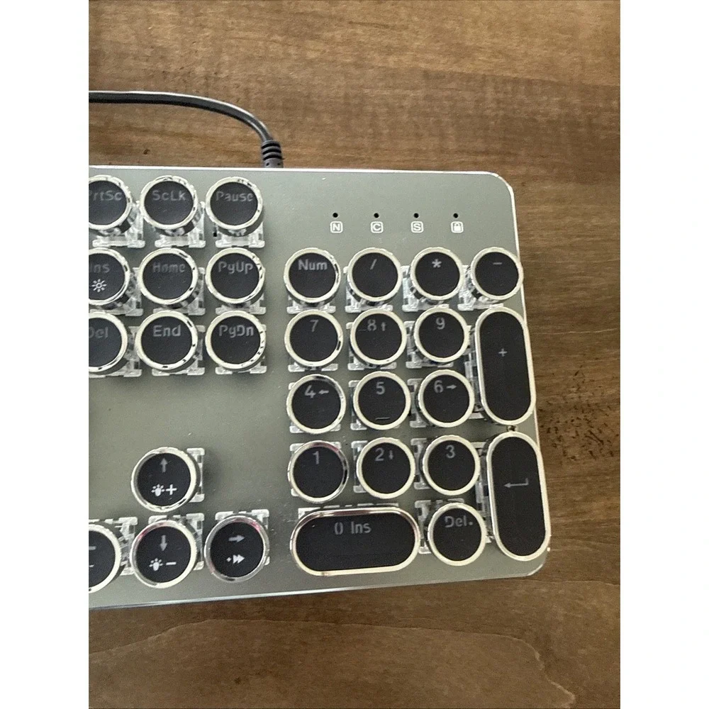 Typewriter Style Mechanical Gaming Keyboard Black Retro